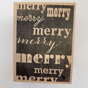 Memory Box MERRY BACKGROUND Wood Mounted Rubber Stamp G1998 3"x4" NEW